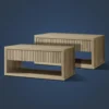 Fluted Coffee Table with 4 Storage Drawers, Wood Coffee Table with Open Compartment, Modern Coffee Tables for Living Room, 6
