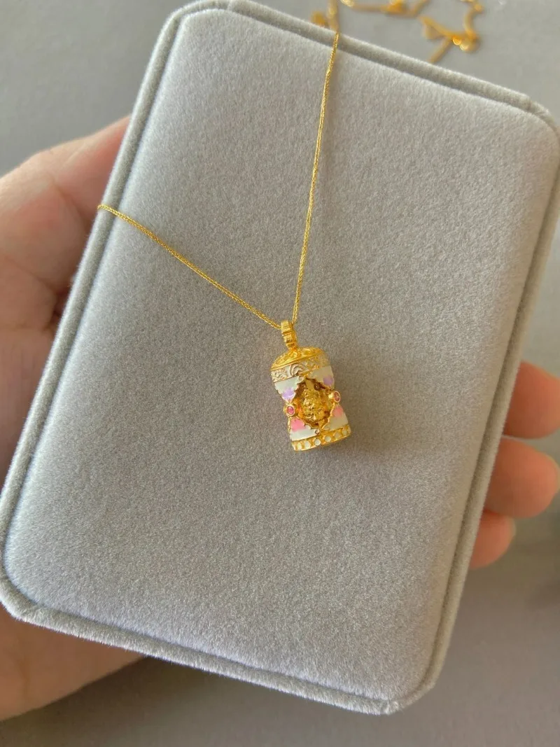 Enamel Painted Four Buddha Pendants for Women's Necklaces Exquisite and Fashionable Collarbone Chains Retro Accessories Gift