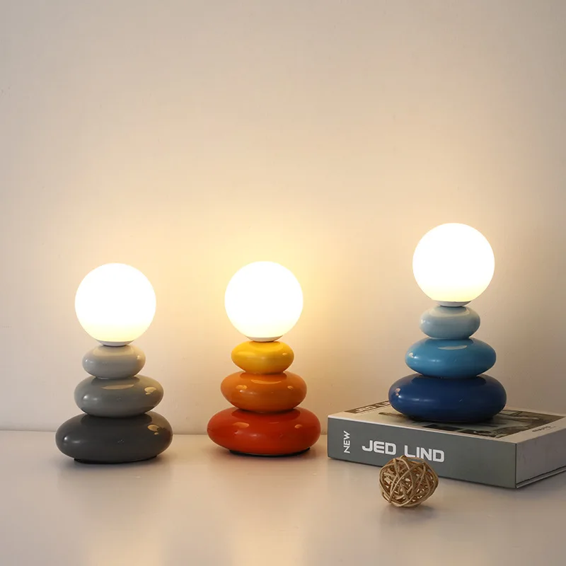 

Table lamp bedroom bedside lamp creative wabi-sabi style designer cream style living room high-level atmosphere night light