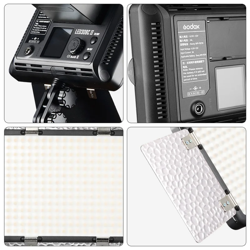 Godox LED Video Light LED308 LED308C II 3300K-5600K Photography Lamp + 2M Light Stand +NP550 750 950 Battery For Photo Studio 2