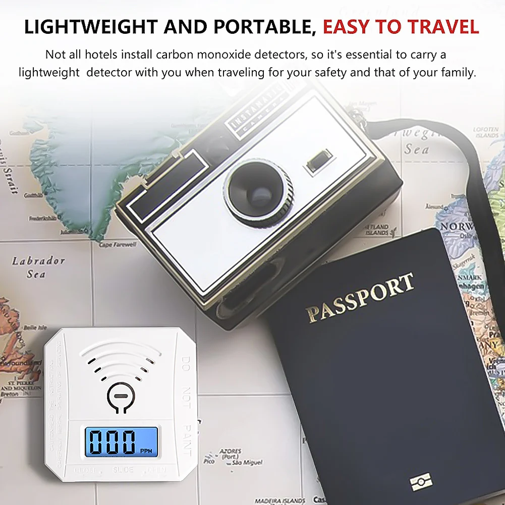 Carbon Monoxide Detector Digital Display CO Gas Monitor Alarm Sound Warning & LED Indicator Portable CO Detector Battery Powered