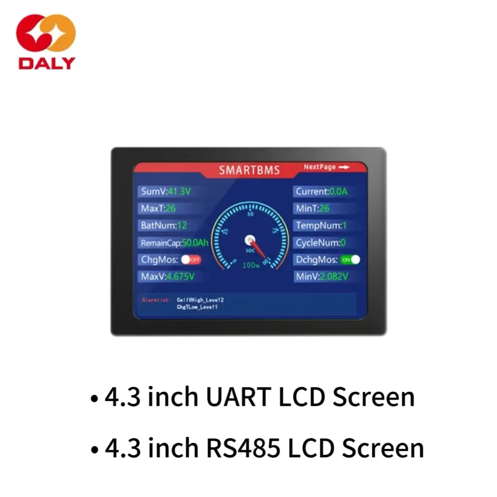 Daly 2024 KMS 스마트 BMS 와이파이 블루투스 모듈, 4.3 인치, 3 인치 LCD 스크린, UART RS485 케이블, Lifepo4 리튬 이온 배터리 액세서리
