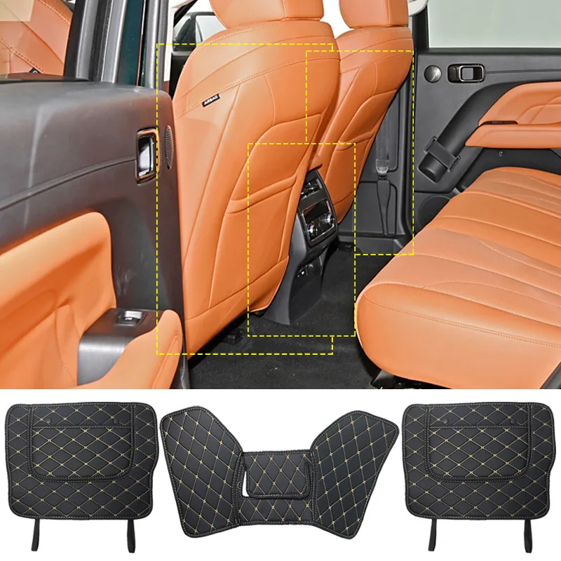 Hivotd 자동차 PU 가죽 시트 백 프로텍터 안티 킥 매트 Haval H9 MK2 2025 스토리지 오거나이저 인테리어 장식 액세서리