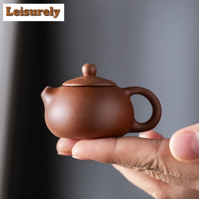 Creative Small Pocket Purple Clay Tea Set Handmade Zhu Mud Fingertip Teapot 1 Pot 4 Cups Tea Play Pet Kung Fu Teaware Ornament