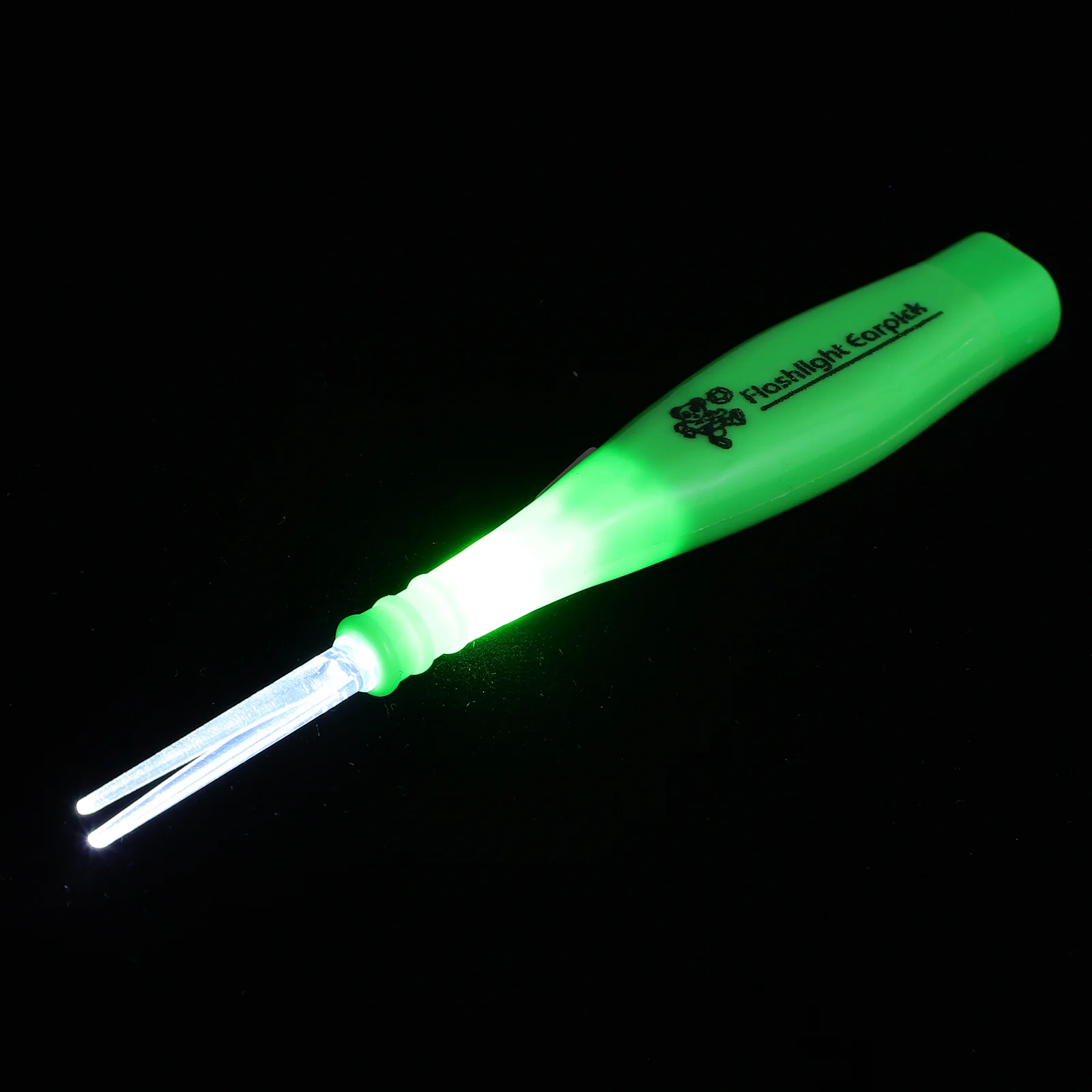 Portable Stainless Steel Ear Spoon Luminescence LED Ear Spoon Irrigation Syringe Set(Spoon Random Color, Bent Syringe with 2