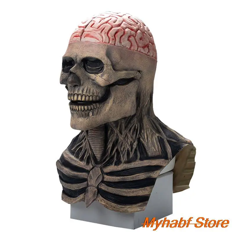 Halloween Horror Skeleton Mask Headgear 3D Full Head Skull Mask Skeleton Helmet Latex Scary Mask Halloween Masquerade Props Gift