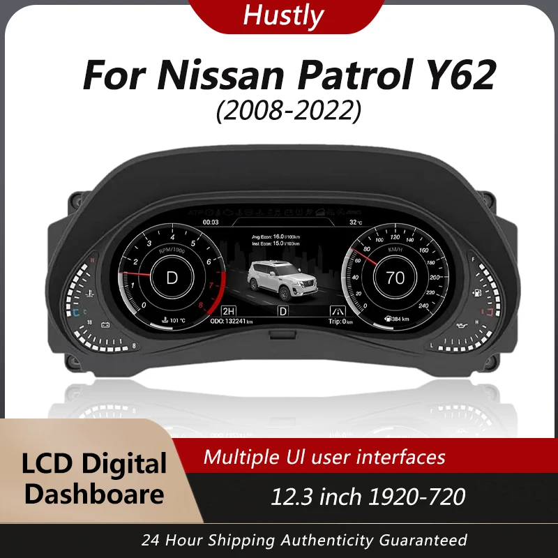 Panel de Instrumentos Digital para Nissan Patrol Y62 2008-2022, Velocímetro, Pantalla HD de 12.3 Pulgadas 1920*720, Conexión Plug-and-Play 1