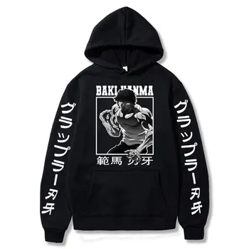 Anime Baki Hanma The Grappler Hoodies 오우거 모드 유지로 체육관 후드 티 스웨터 남성 여성용 오버 사이즈 후드 패션 스트리트웨어