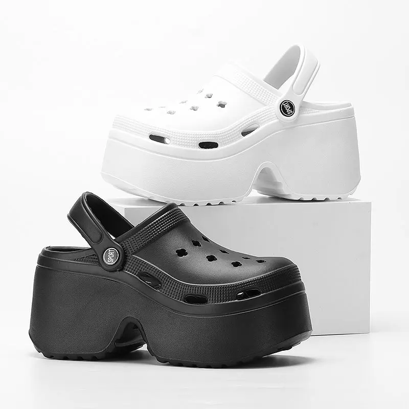 Women Clogs 2025 New Arrival 9CM Non-Slip Sandals Fashion EVA Slippers Beach Outdoor Comfortable Height Increasing Shoes 1