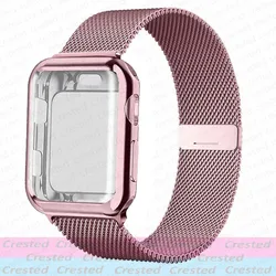 Elegant Stainless Steel Milanese Loop Watch Strap and Case - 46mm series 10 (Pink gold)