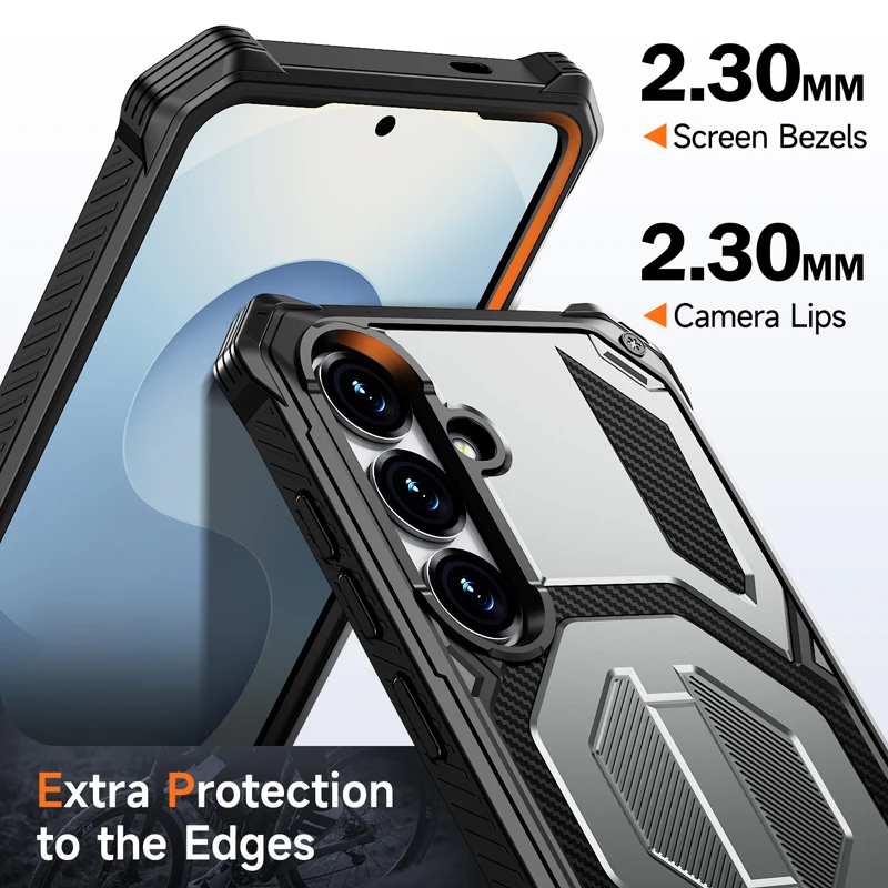 Magnetic Rugged Armor Shockproof Bracket Phone Case with PC+TPU Protection