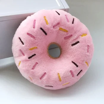 Plush Donut Squeaky Dog Toy