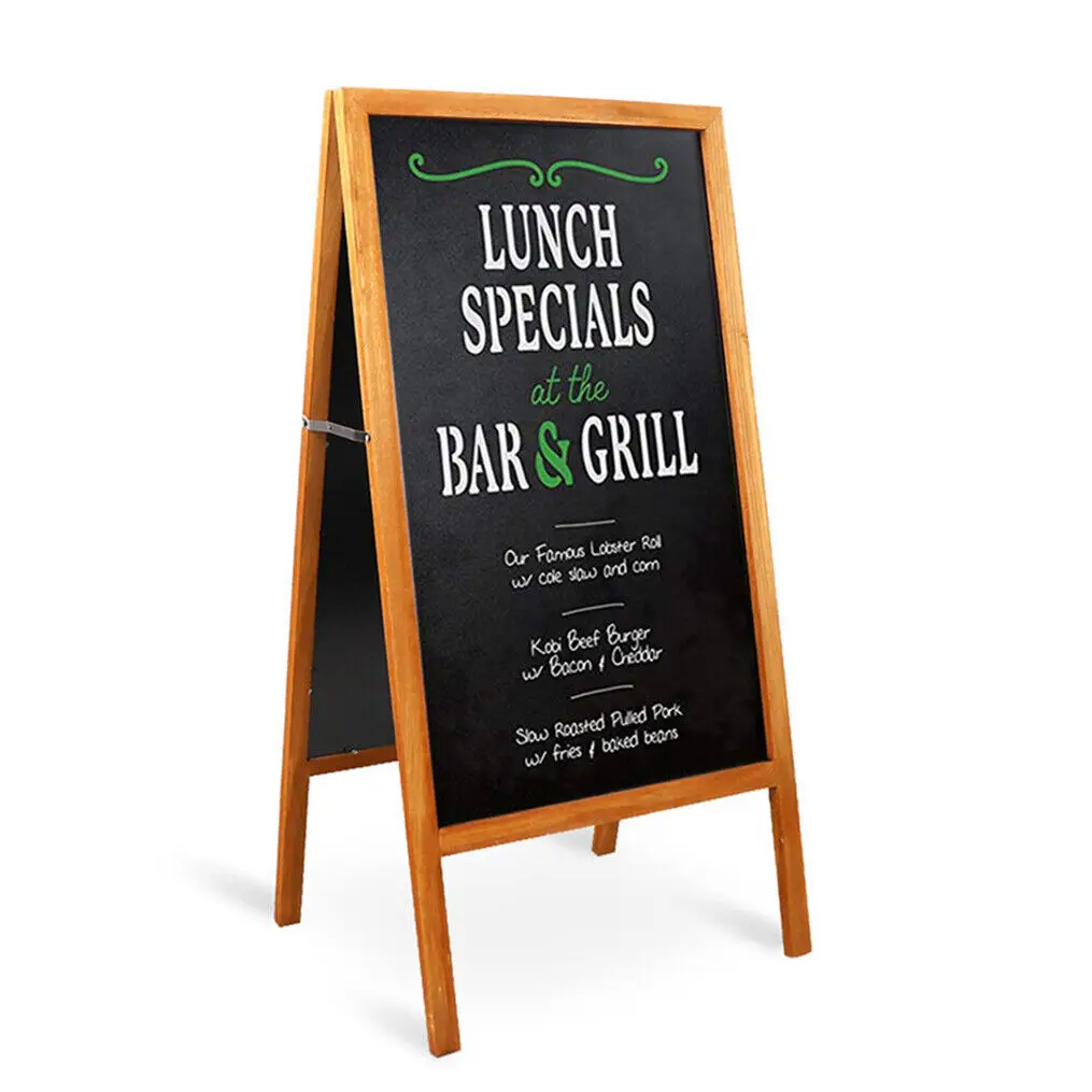 

US Outdoor Wooden Advertising Board Magnetic Double Sided Blackboard Chalkboard Display Stand Wood Easel