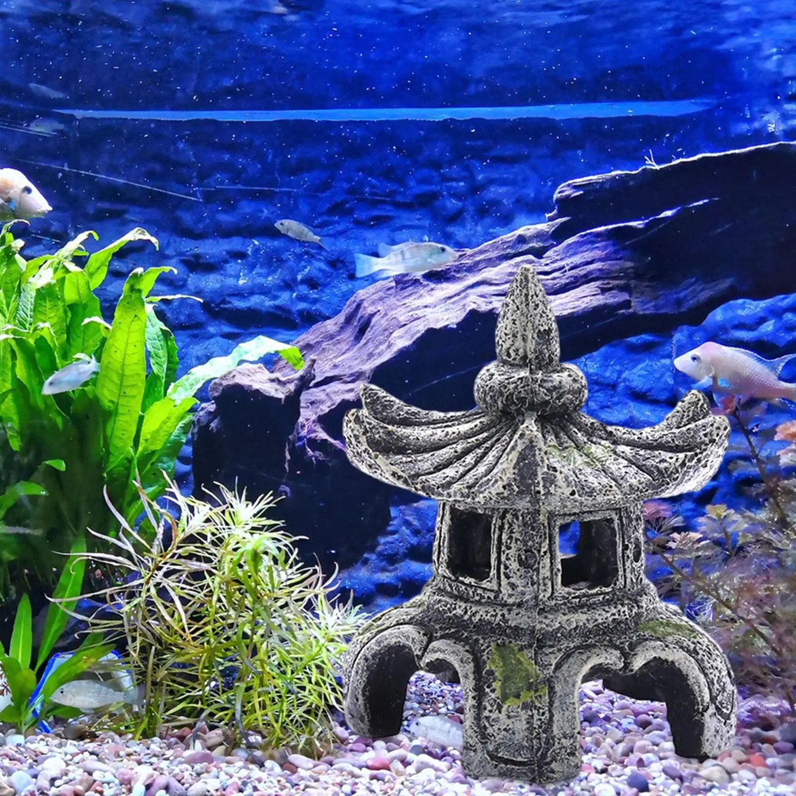 Decorazione Acquario Castello In Resina - Grotta Per Pesci 17x13x7cm - Atossica Per Acqua Dolce/Salata