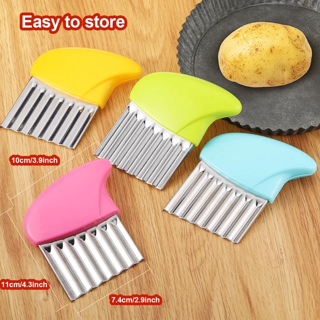 Stainless Steel Potato Chip Slicer Dough Vegetable Fruit Crinkle Wavy Slicer  Knife Potato Cutter Chopper French Fry Maker - Manual Slicers - AliExpress