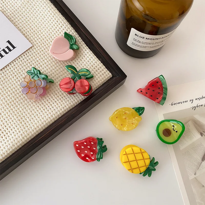 Formell: Mini-Acetat-Clip, süße Frucht-Haarspange, oberer Clip mit hochwertigem Gefühl, seitlicher Clip für zerzauste, Haar-Accessoire