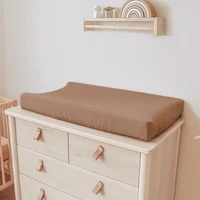 Housse de matelas à langer en coton doux et respirant, 2 pièces, tapis à langer pour nouveau-né, couleur unie, cadeaux de réception-cadeau pour bébé 4