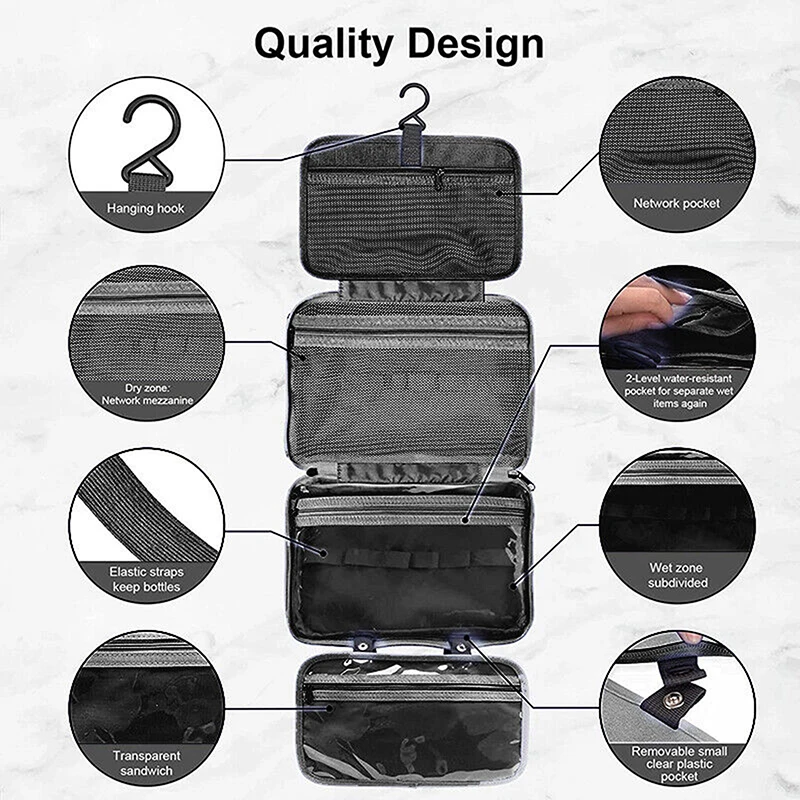 Travel Waterproof Folding Dry and Wet Separation Toiletries Bag