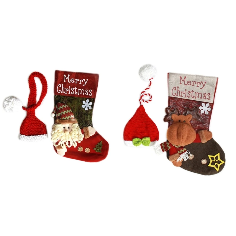 

Baby Photo Props Christmas Cosplay Costume Knit Hat Xmas Stocking Sleeping Sack