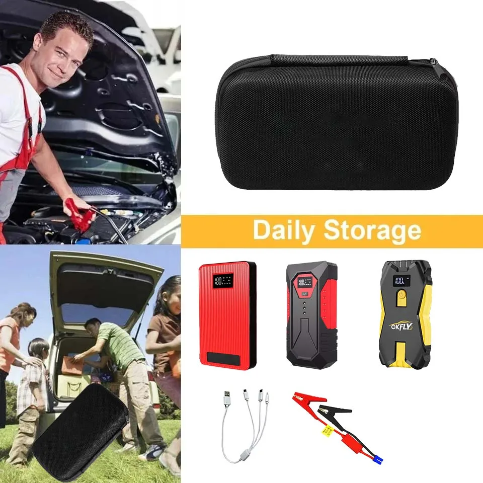 GKFLY Portable EVA Case Hard Travel box 18000mAh Car Jump Starter Power Bank 2000A Car Battery Charger storage bag