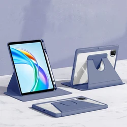 Premium 360° Rotating Tablet Case with Pencil Holder - PU Leather & Acrylic Clear Hard Stand for Honor Pad X7 (Lavender gray)