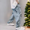 2024 New Embroidery Jeans Men Wide Leg Cargo Pants Streetwear Baggy Men Loose Straight Male Clothing Y2K Jeans Hip Hop Trousers