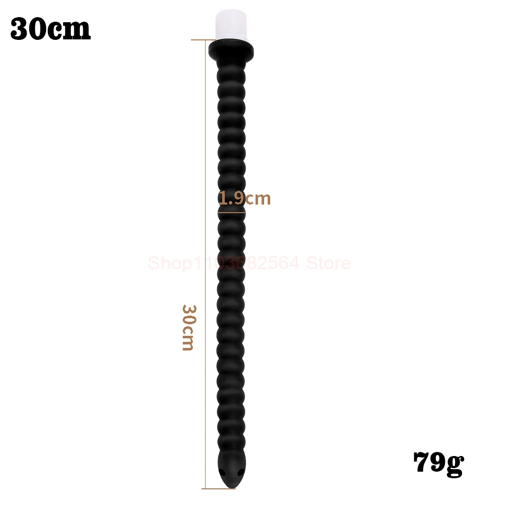 30cm Long Silicone Anal Douche Anus Syringe Enema Stimulation Sex Toy Anal Cleaning Head Anal pull Beads Butt Plug for Men Women