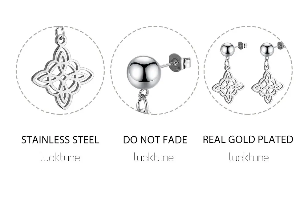 Vintage Stainless Steel Witches Knot Stud Earrings