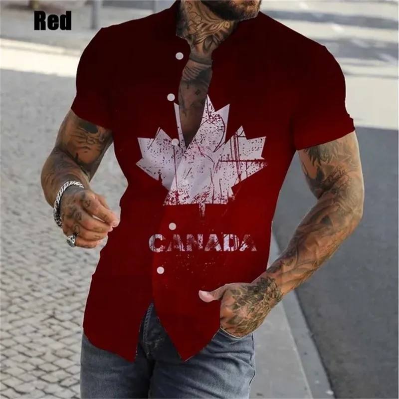 thumbnail image 1 of Nueva camisa hawaiana con estampado completo "I Love Canada" de verano para hombre, camisa informal de manga corta con botones para hombre, camisa de playa de talla grande, 1 of 5