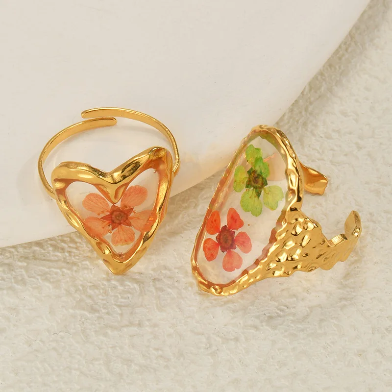 Freeteeme Trendy New Eternal Flower Ring For Women Stainless Steel Simple Open Size Rings Party Charm Jewelry Birthday Gift 4