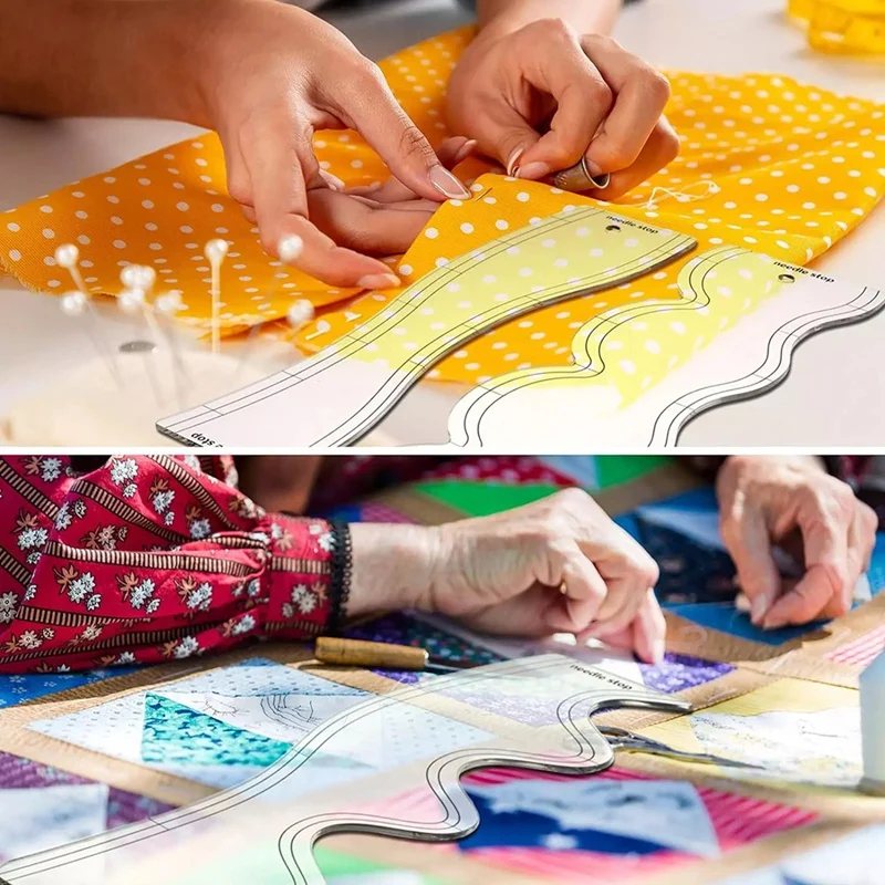 5 Pcs Acrylic Wave Ruler Quilting Stencils DIY Drawing Template Measure Tailor Ruler Soft Patchwork Ruler-A03I