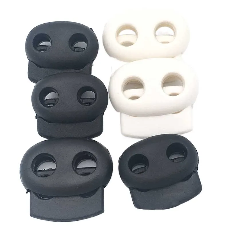 Plastic Stopper Cord Locks Bean Twin Hole Drawstring Toggle Clip Apparel Shoelace Sportswear Button Accessorie 10Pcs 4mm-5.5mm