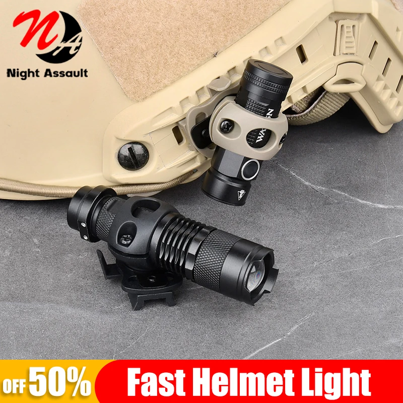 Lampe tactique casque LED fit FAST rail 20mm pêche nocturne éclairage puissant airsoft