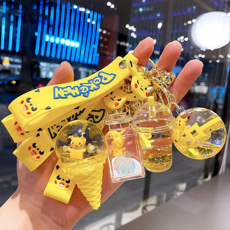 

[TAKARA TOMY] Pokemon Pikachu Cartoon Anime Ice Cream Key Pendant Girly Heart Gift Floating Bottle Schoolbag Pendant A23010601