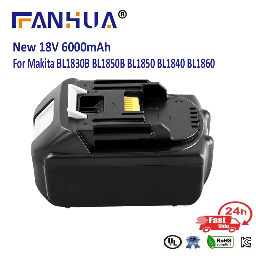 

18V 6000mAh Battery For Makita 18V Battery BL1830B BL1850B BL1850 BL1840 BL1860 BL1815 Power Tools Replacement Lithium Battery