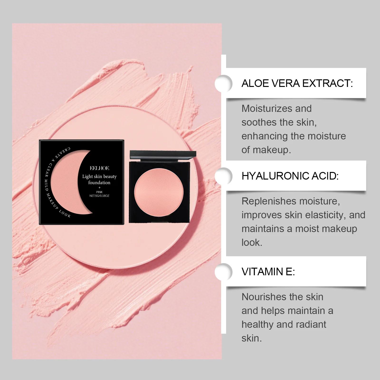 Eelhoe Pink Foundation Makeup Cream Waterproof Matte Full Coverage_voghion.com