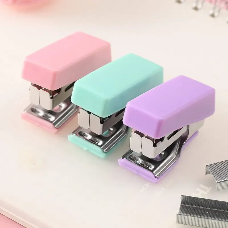 Mini Stapler Set Metal Stapler Mini Morandi Color Metal Stapler Set with Staples Binding Tools Stationery Office School Student Supplies