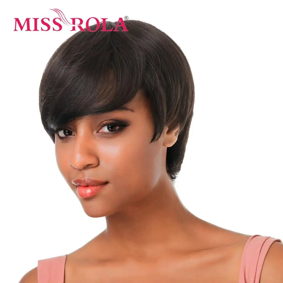 

Miss Rola Hair Brazilian Pixie Cut Wigs Whole Machine Made Short Finger Wave Hair Wig 100% Human Hair Non-Remy Fashion Hair