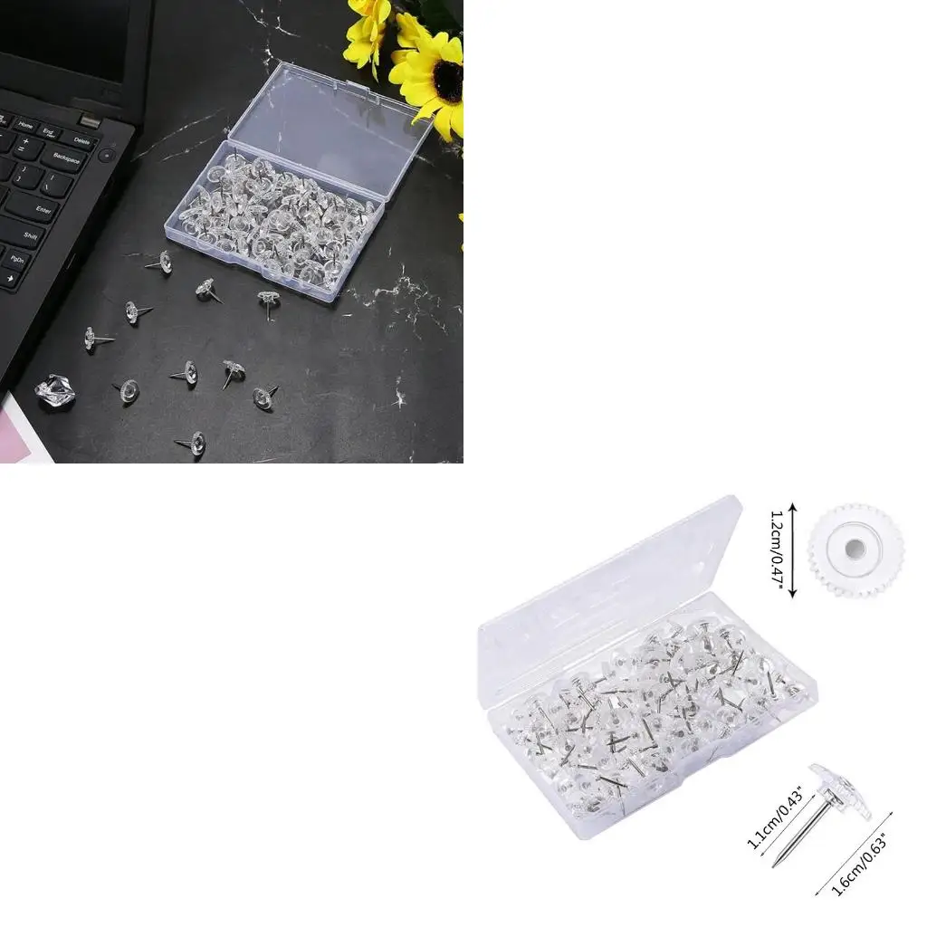 100pcs 간단한 지도 핀 사진 파일 집 벽 사무실 메시지 보드에 대 한 엄지 압정