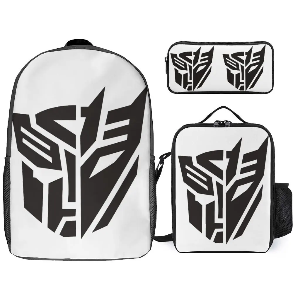 

Черный Decepticon Soundwave Wordtee, винтажный уютный ранец 17 дюймов, набор 3 в 1, рюкзак 17 дюймов, сумка для ланча, сумка для ручек, спортивный активатор