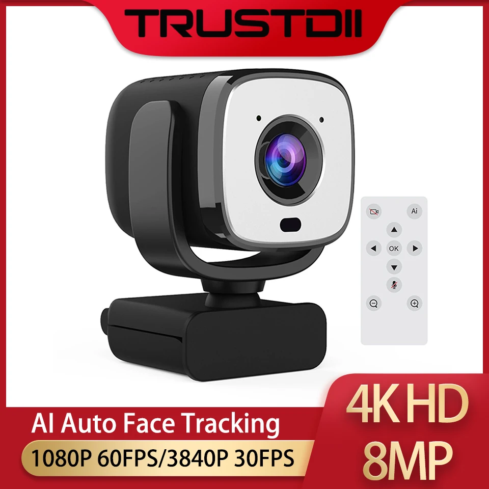 Auto Face Tracking Web Câmera Webcam 3840p 30fps Câmera Web Microfone Controle Remoto Youtube Living Stream Foundation4k