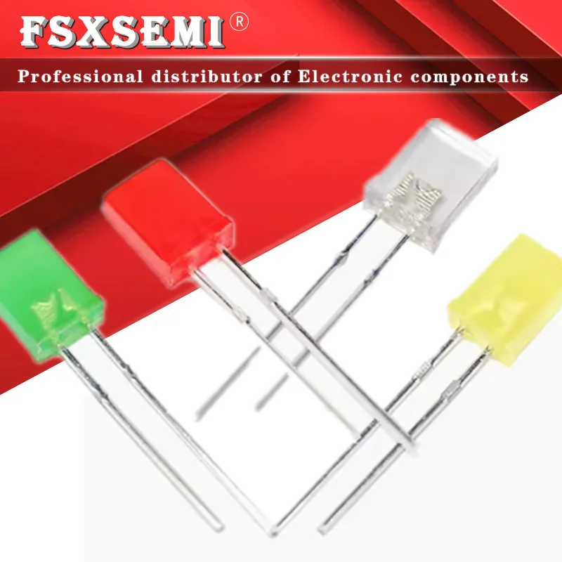 100 LED Rossi Diffusi 2x5x7mm Chanzon - Diodi 2V 20mA Per Circuiti, Arduino, Progetti Fai Da Te