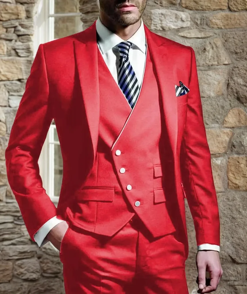 Men Suits for Wedding 3 Pieces Blazer Vest Pants Peak Lapel  Slim Fit Suit Elegant Tuxedos for Wedding Business Evening Party 6