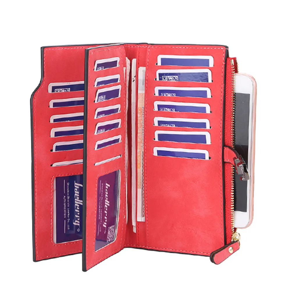 Women Long Wallets Magnetic Buckle Free Name Engraving Top Quality Card Holder Classic Female Purse Zipper Wallet For Girl 4