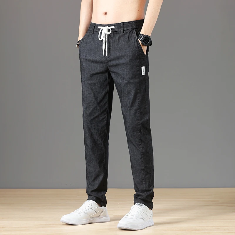 Casual Fast Dry Stretch Pants Men's Business High Elastic Waist