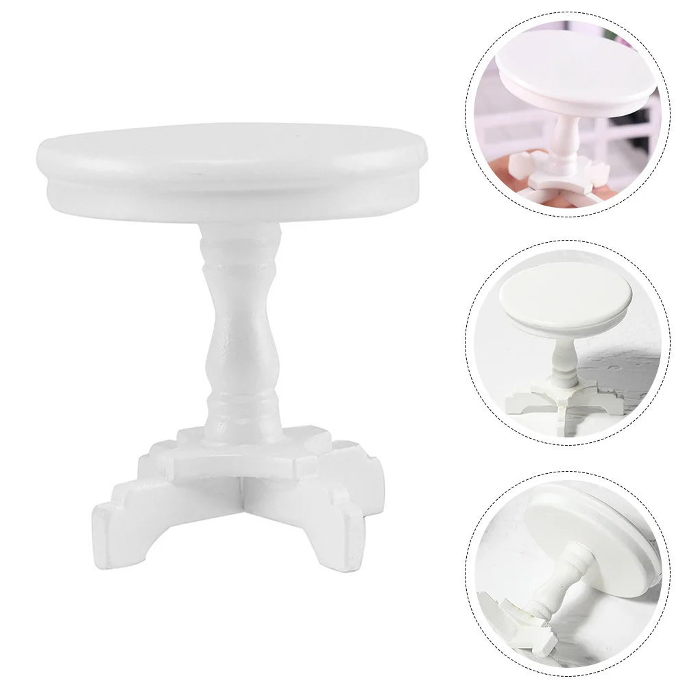 

Mini Small Round Table Living Room Micro Scene Models Prop House Decor Miniature Furniture Wood Coffee