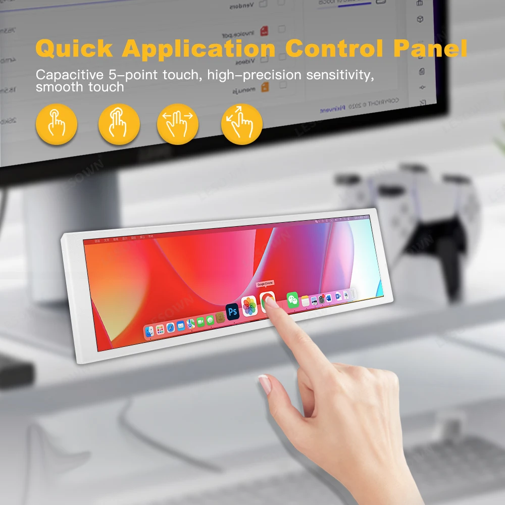 LESOWN 바 디스플레이 7.9 인치 흰색 LCD 와이드 미니 하위 화면 HDMI IPS 터치 400x1280 Aida64 모니터 PC 케이스 Raspberry Pi