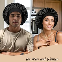 Bonnet de nuit 100% soie de mûrier pour femmes, bonnet en satin réglable pour dormir 4