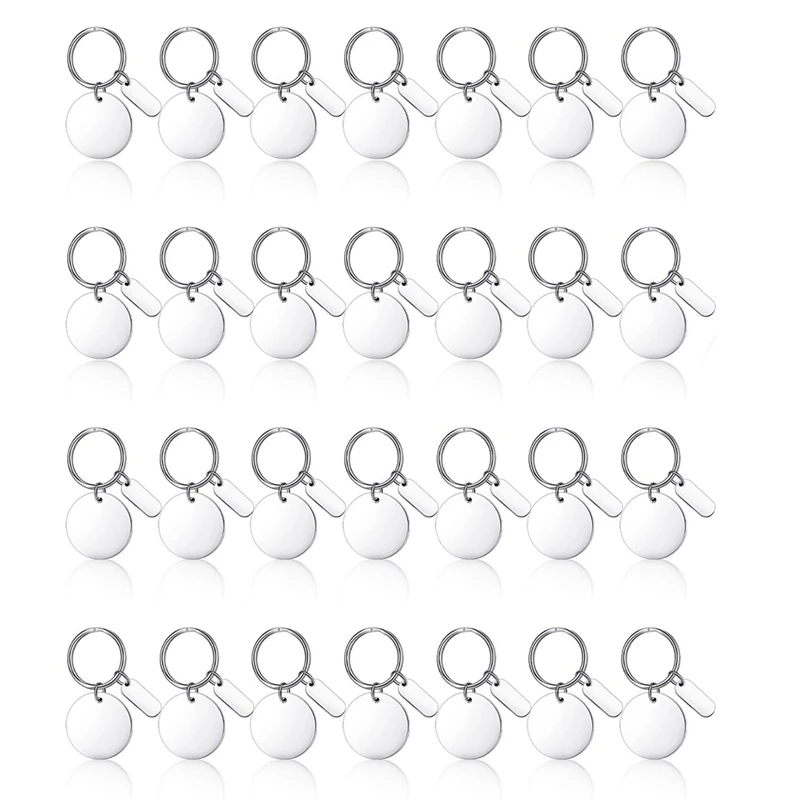 

30Pcs Engravable Metal Keychain Blanks Metal Stamping Blanks For Engraving Stainless Steel Blank Key Ring Tags With Hole Durable