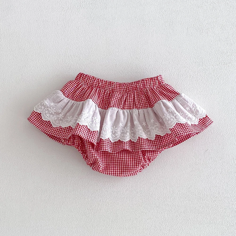 Baby Mädchen Plaid Rock Shorts Kinder Rüschen Spitze Stickerei Pettiskirt Kleinkind Tutu Rock Säugling Pumphose PP Shorts 0-3t – Detail 8